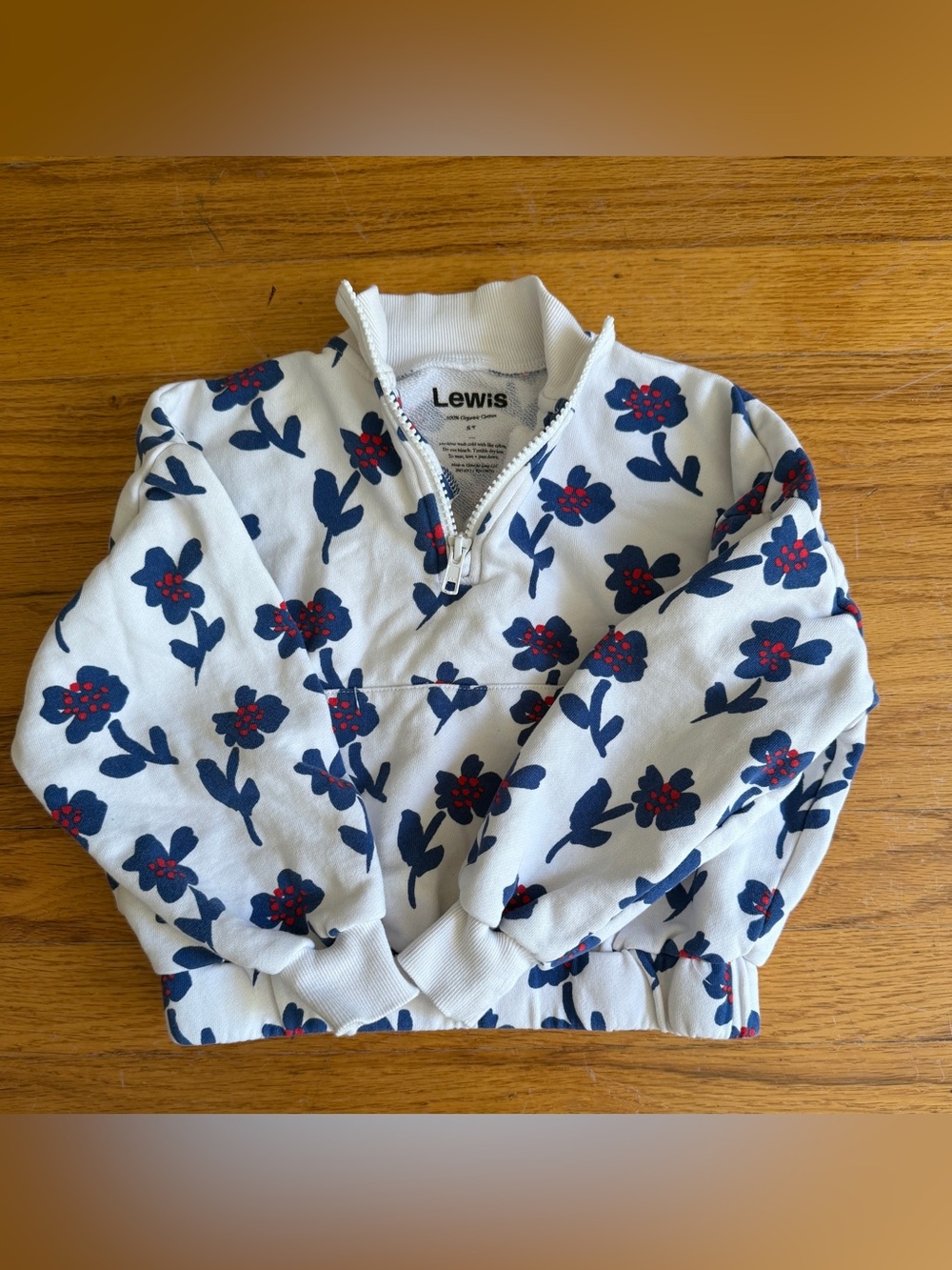 Lewis Kids White Floral Half-Zip Sweatshirt